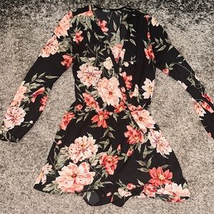Charlotte Russe floral long sleeve romper size medium
